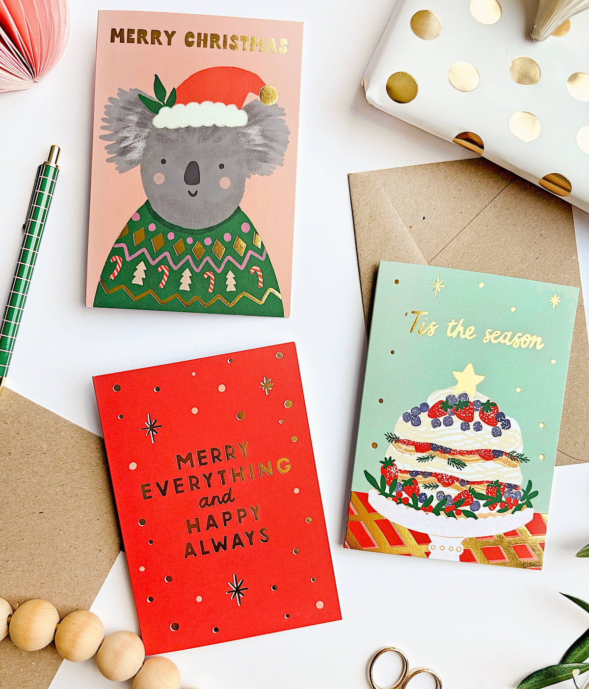 Merry Everything Gold Foil Card - Festive Christmas Greeting