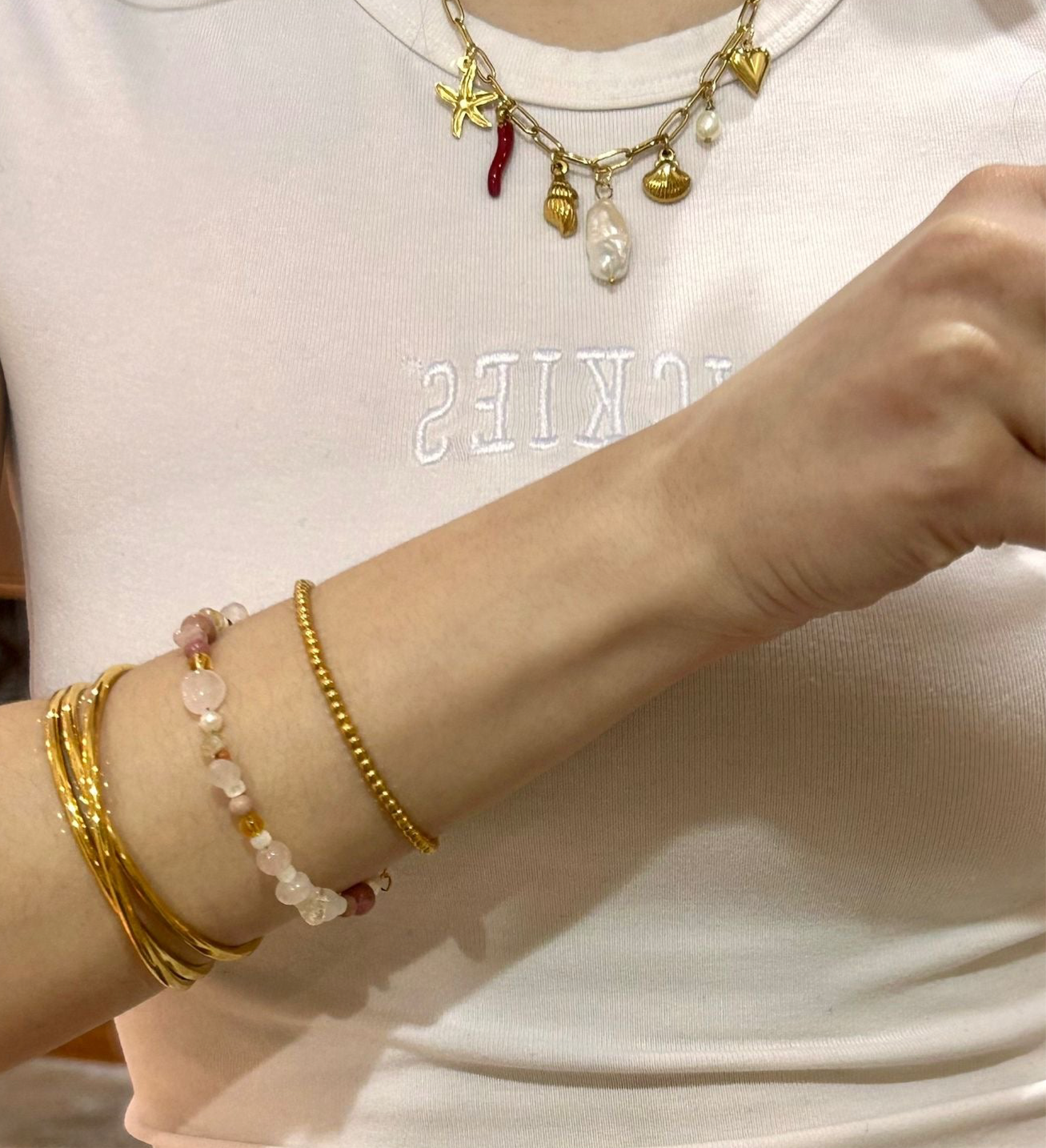 Bracelets on model 