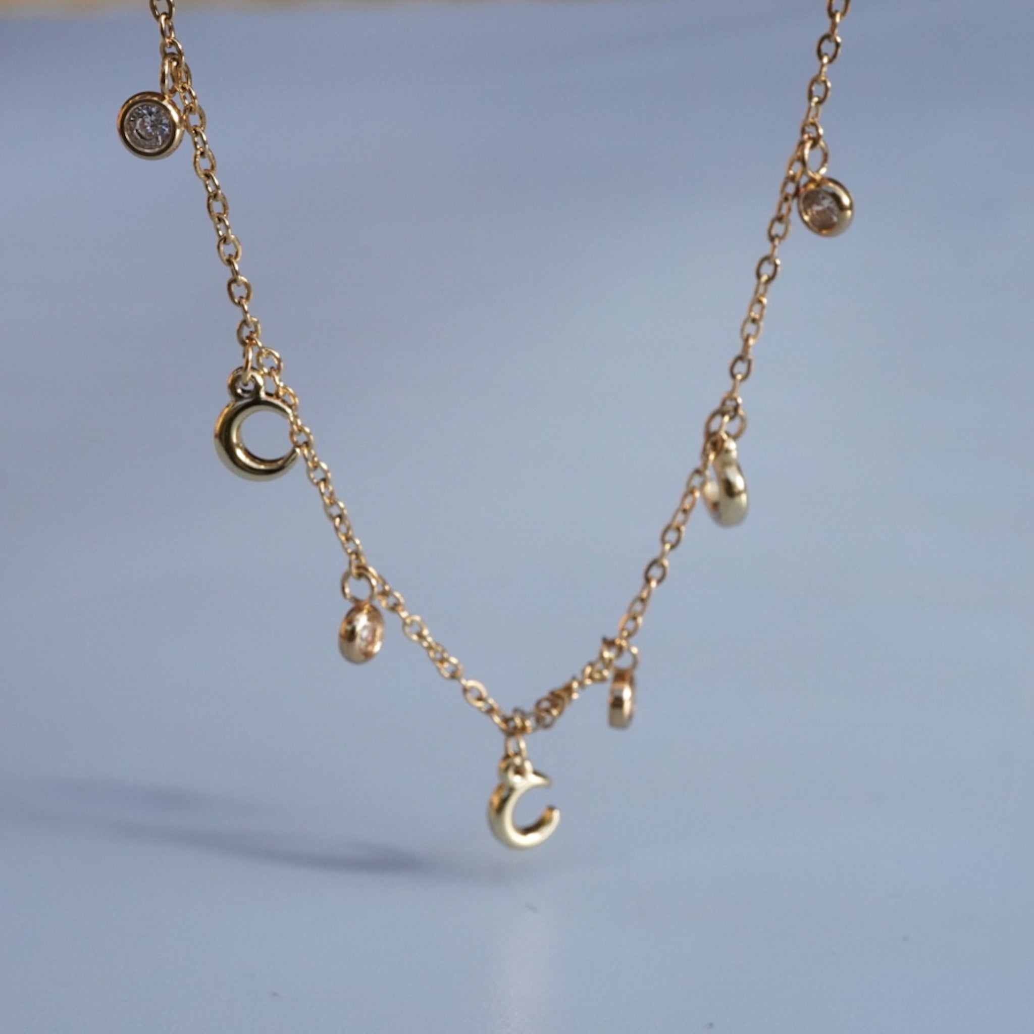 Moon charm waterproof necklace