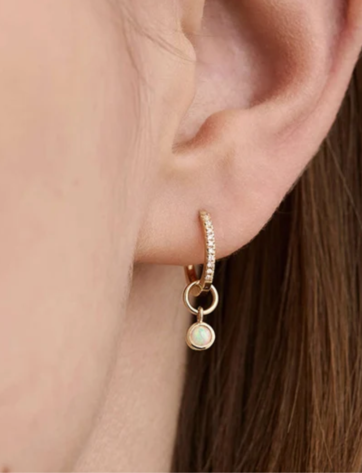 Opal Charm - Gold Vermeil Hoops