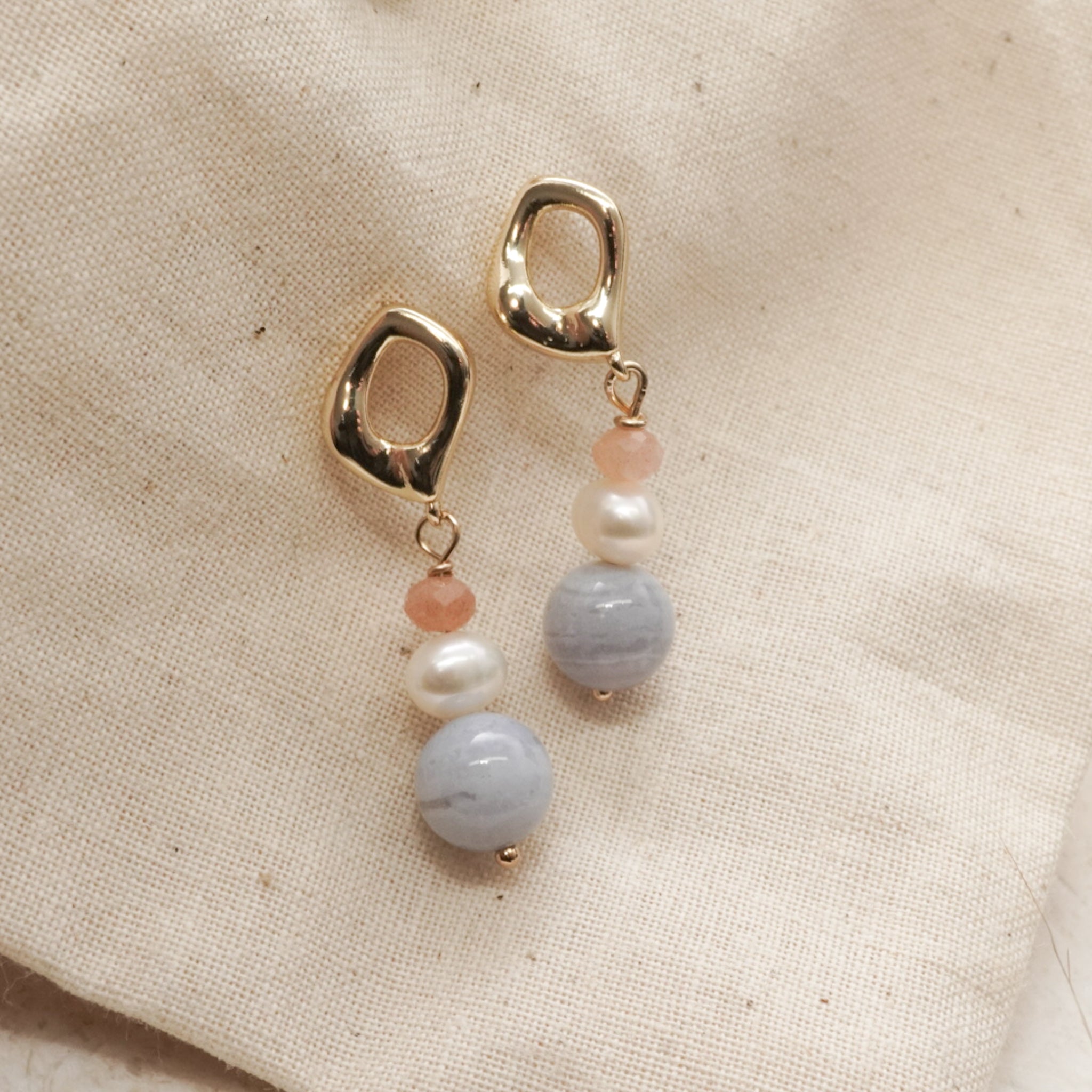 Lila blue lace earrings 