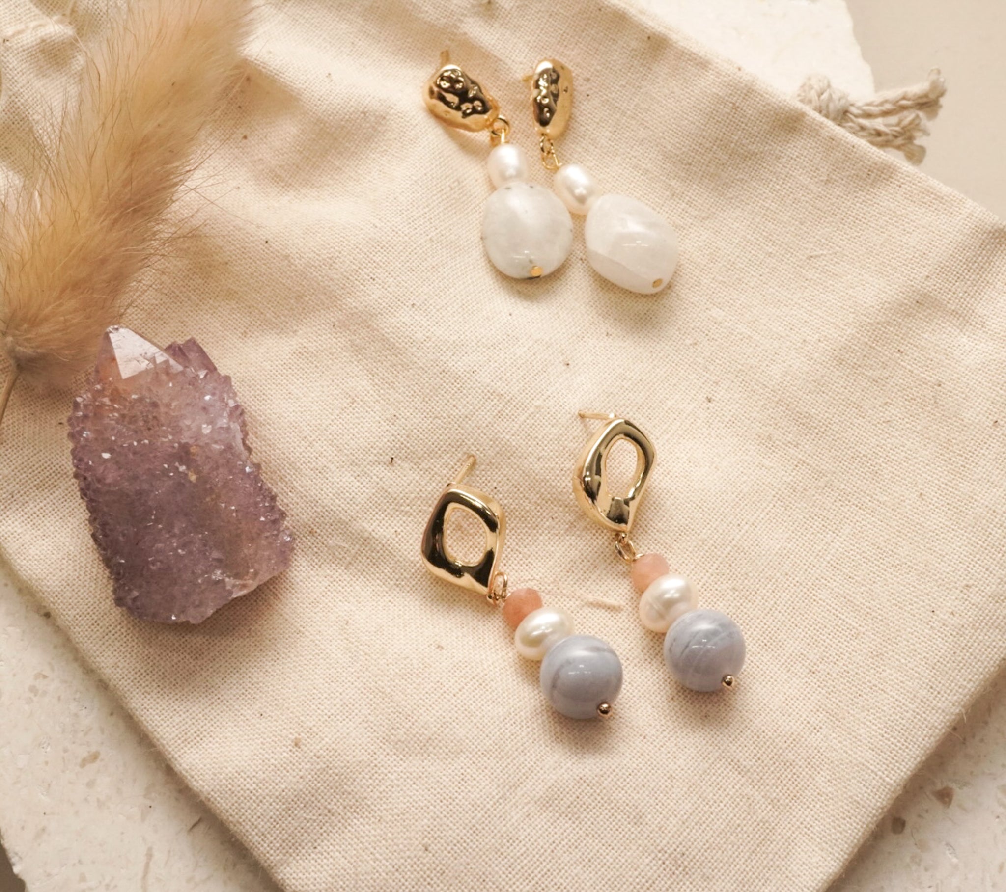 Lila and moonstone earrings 