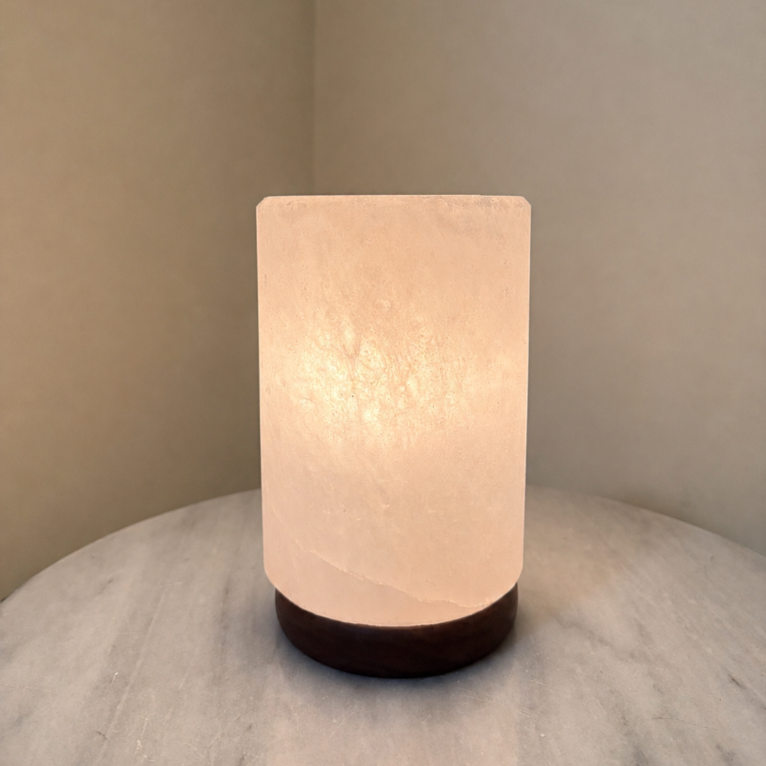 White Himalayan Salt Lamp Cylinder