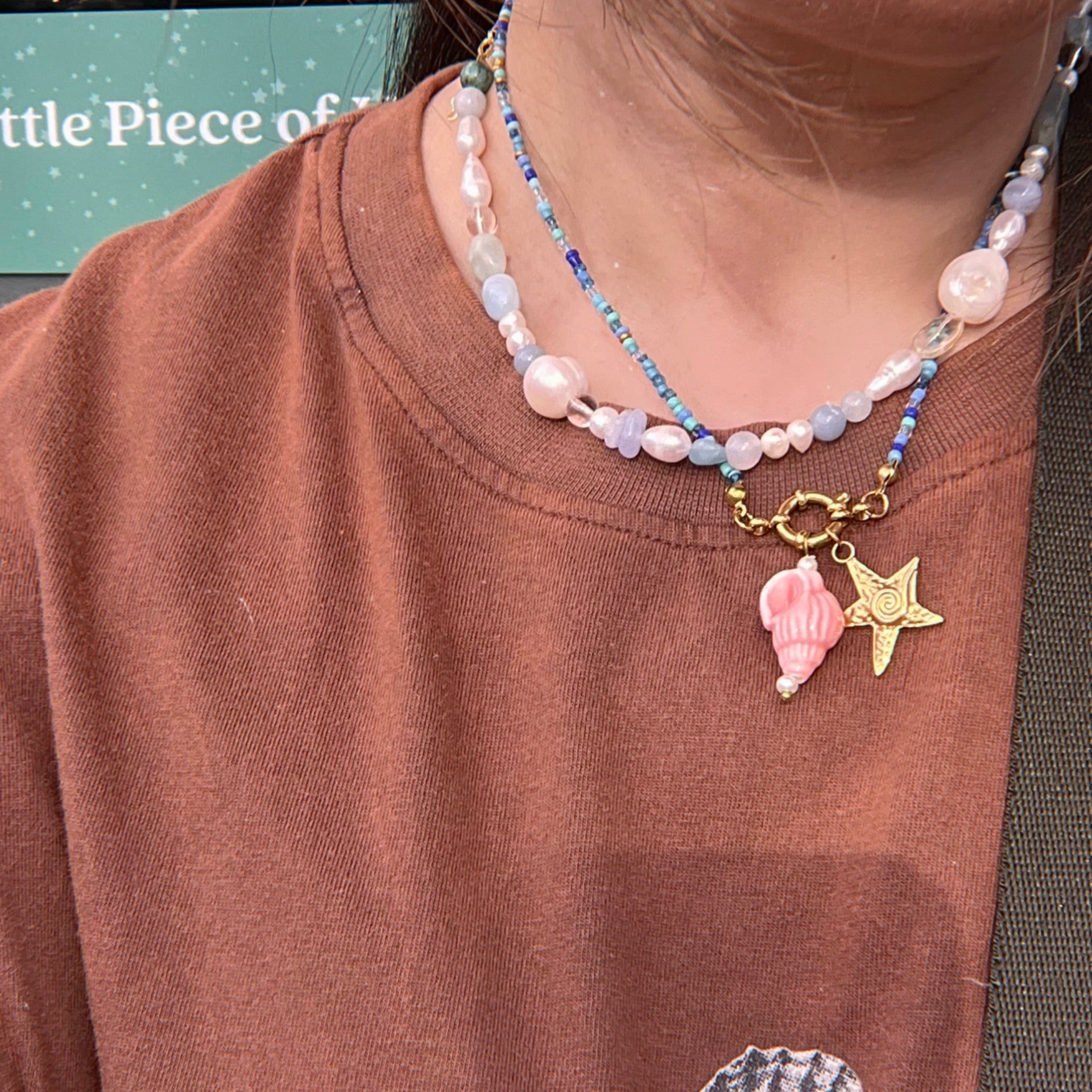 ‘Seaside’ Aquamarine & Pearl Necklace
