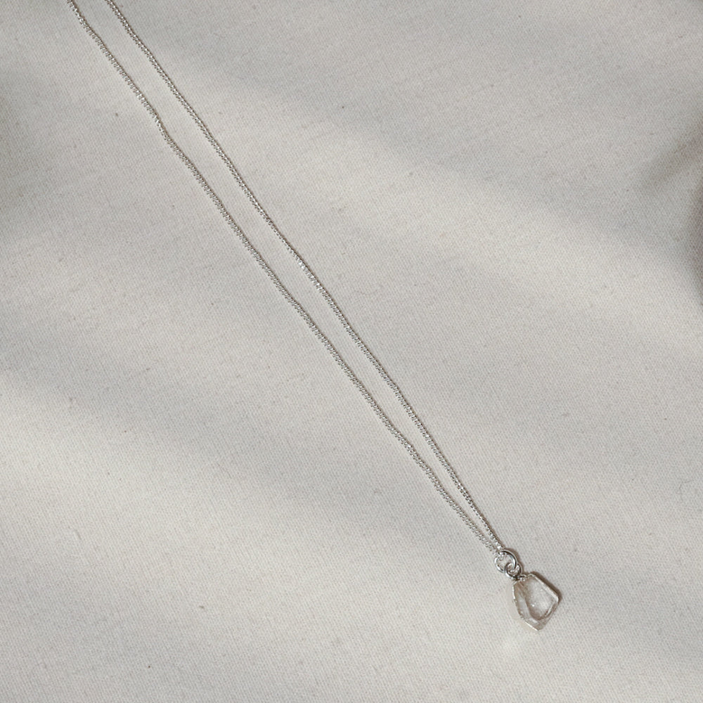 Herkimer Diamond Quartz Sterling silver pendant necklace with chain 