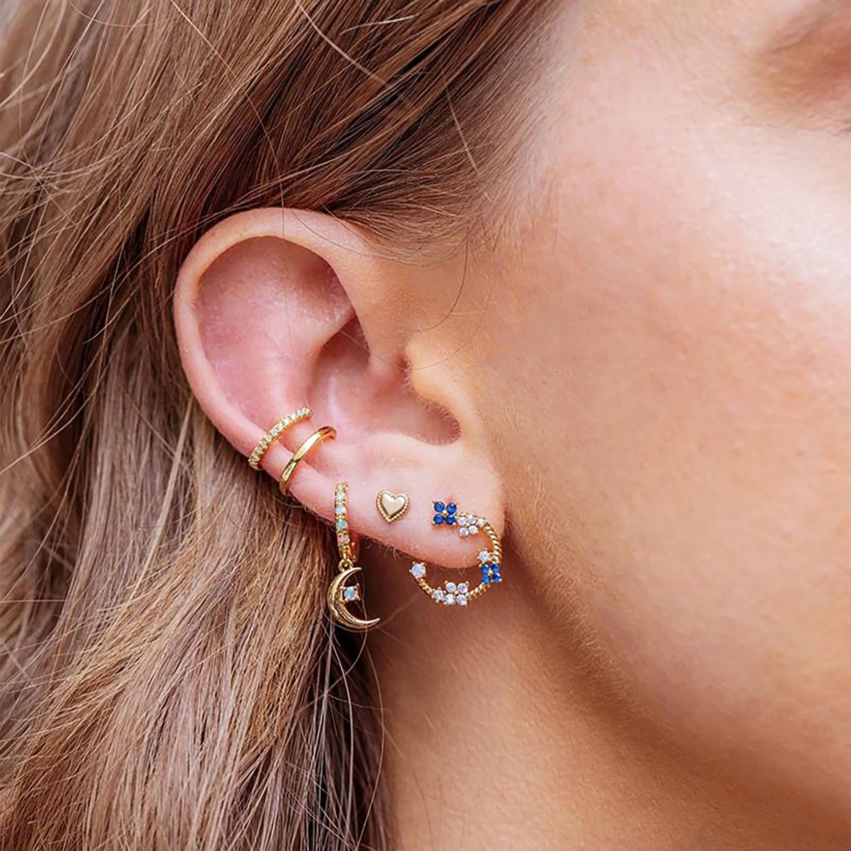 opal hoops on ear