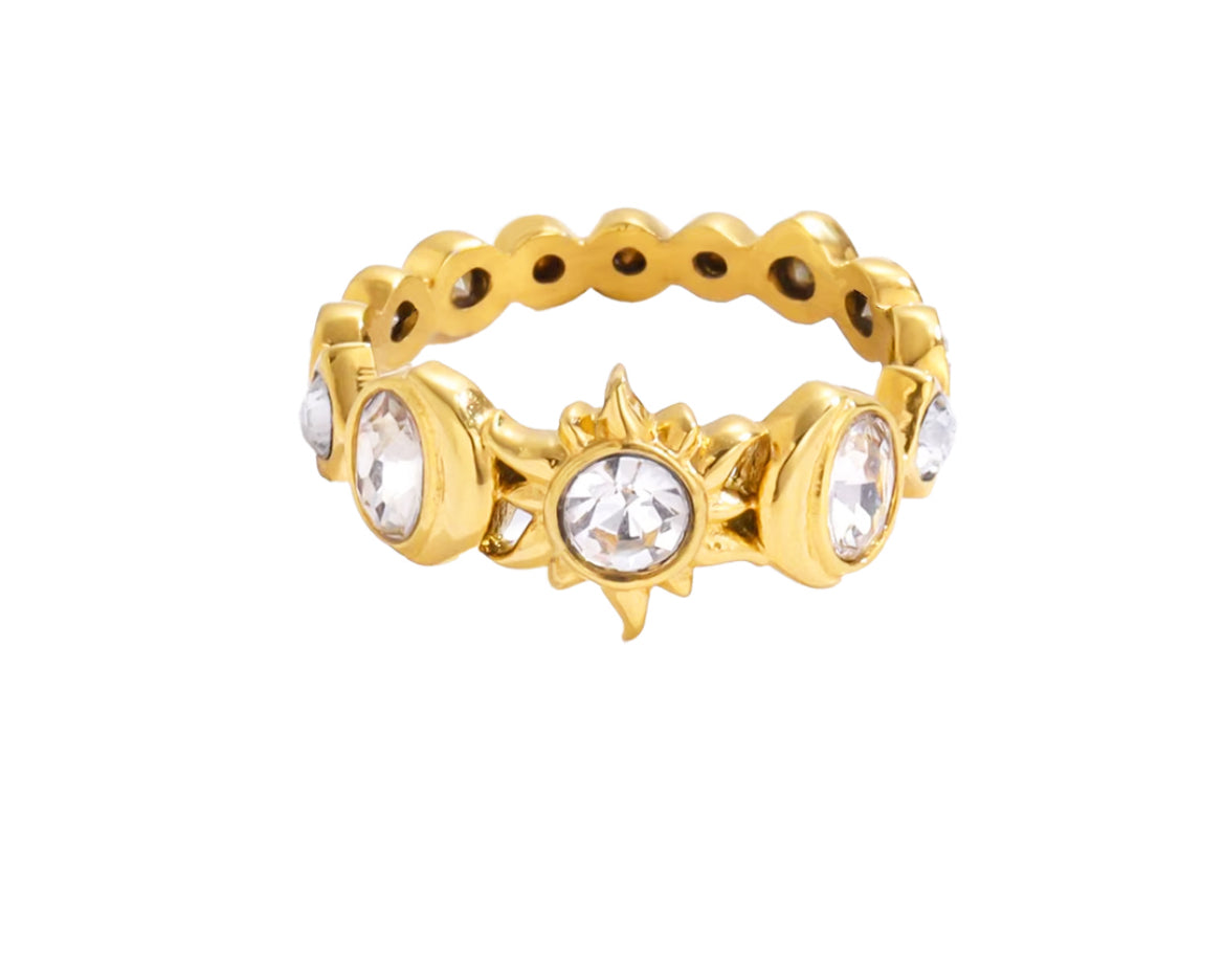 Sun & Moon Cz Ring