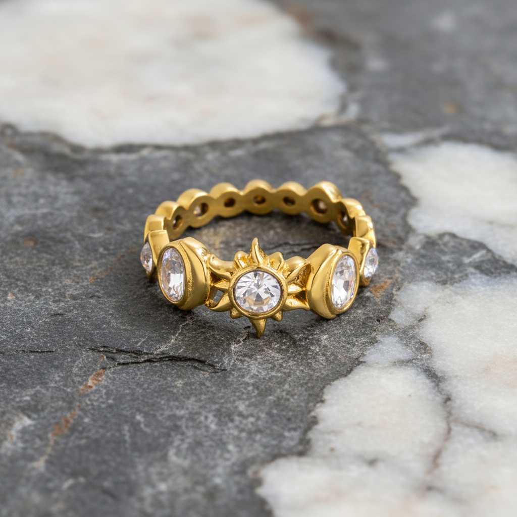 Sun & Moon Cz Ring