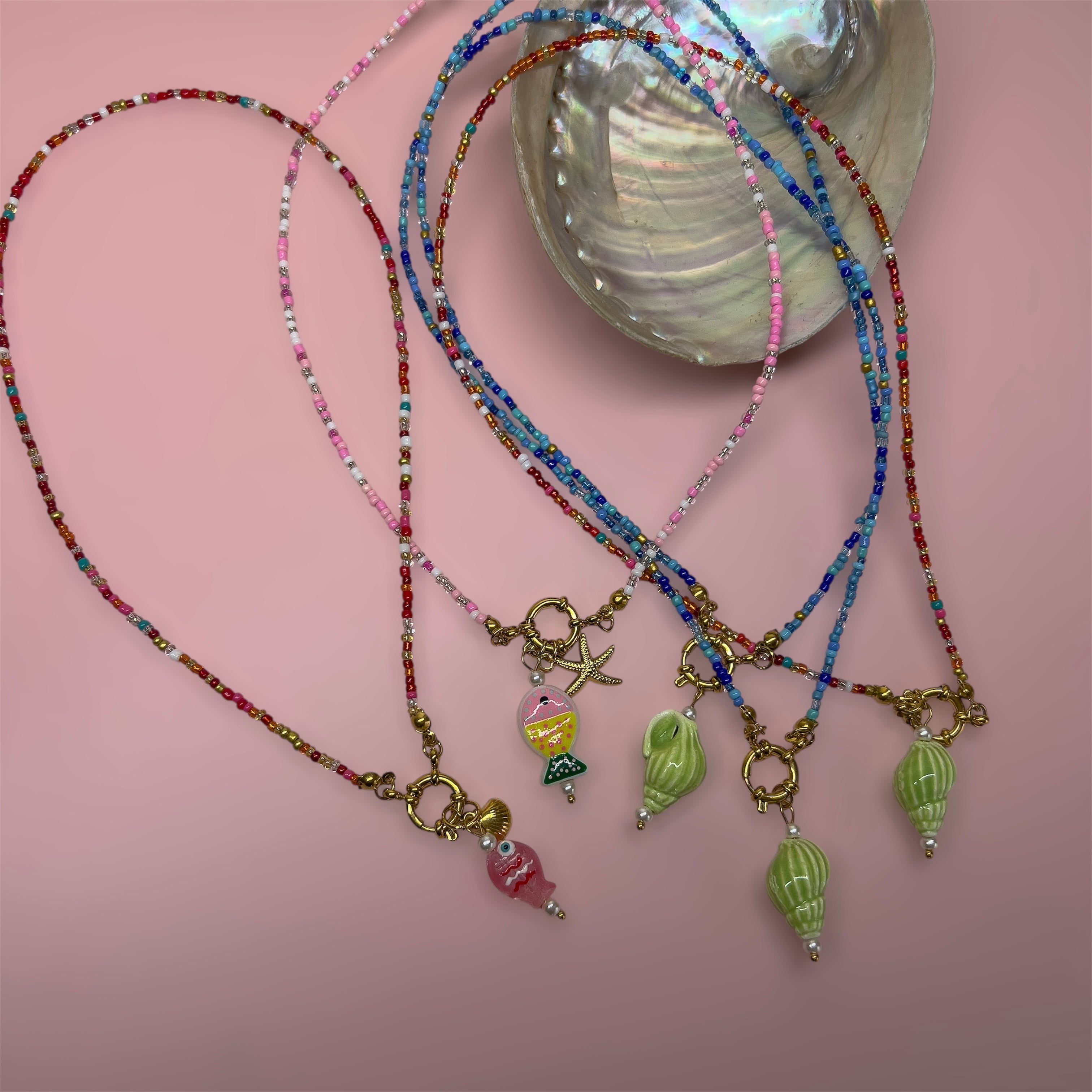 From the Sea Pink Beaded Necklace