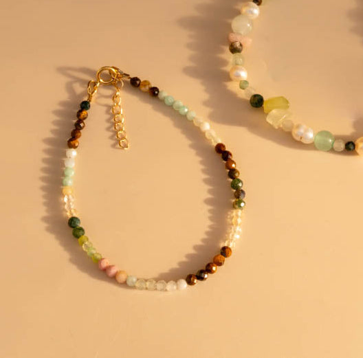 Tiger's Eye, Moonstone, Jade, Rhodonite, Agate Bracelet | Grounding