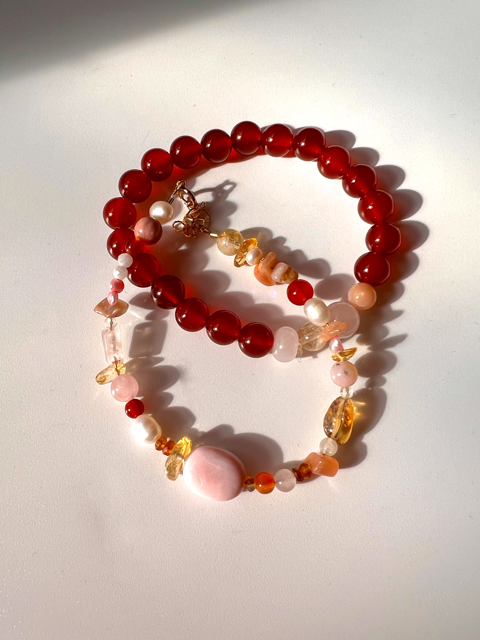 Sunsets bracelet and carnelian bracelet 