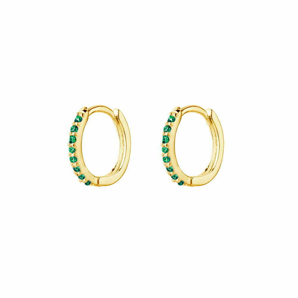 Emerald green mini hoops gold