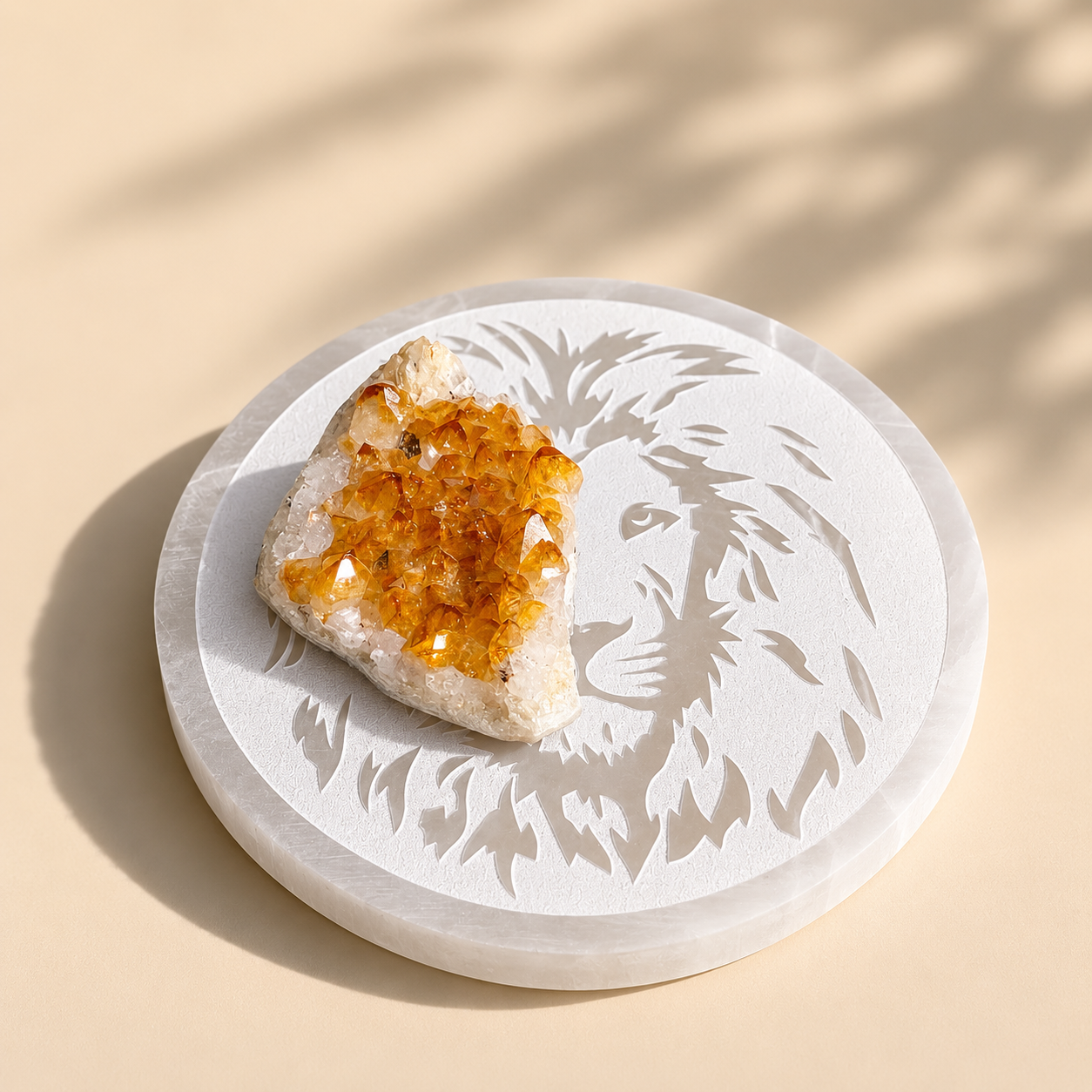 Selenite Lion Charging Plate