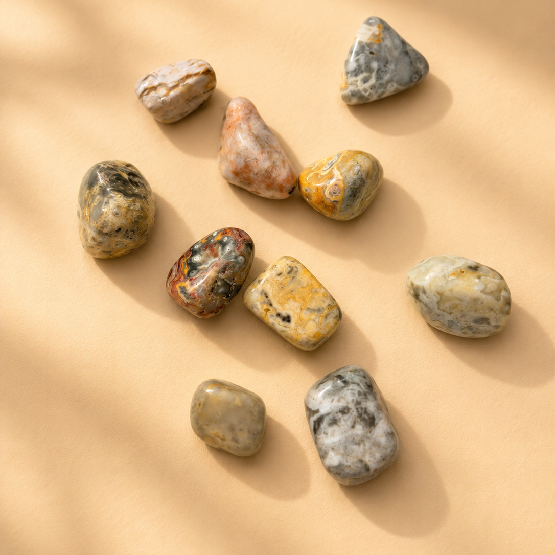 Yellow Crazy Lace Agate Tumbled Stone