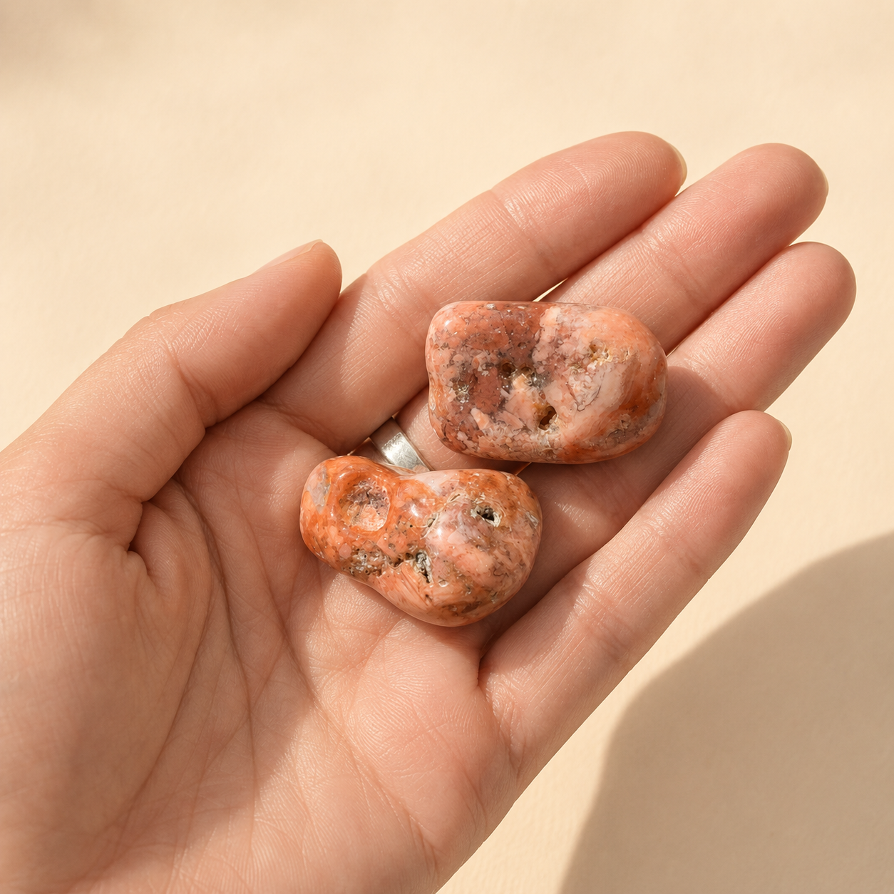 Cherry Blossom Agate Rough Tumbled Stone