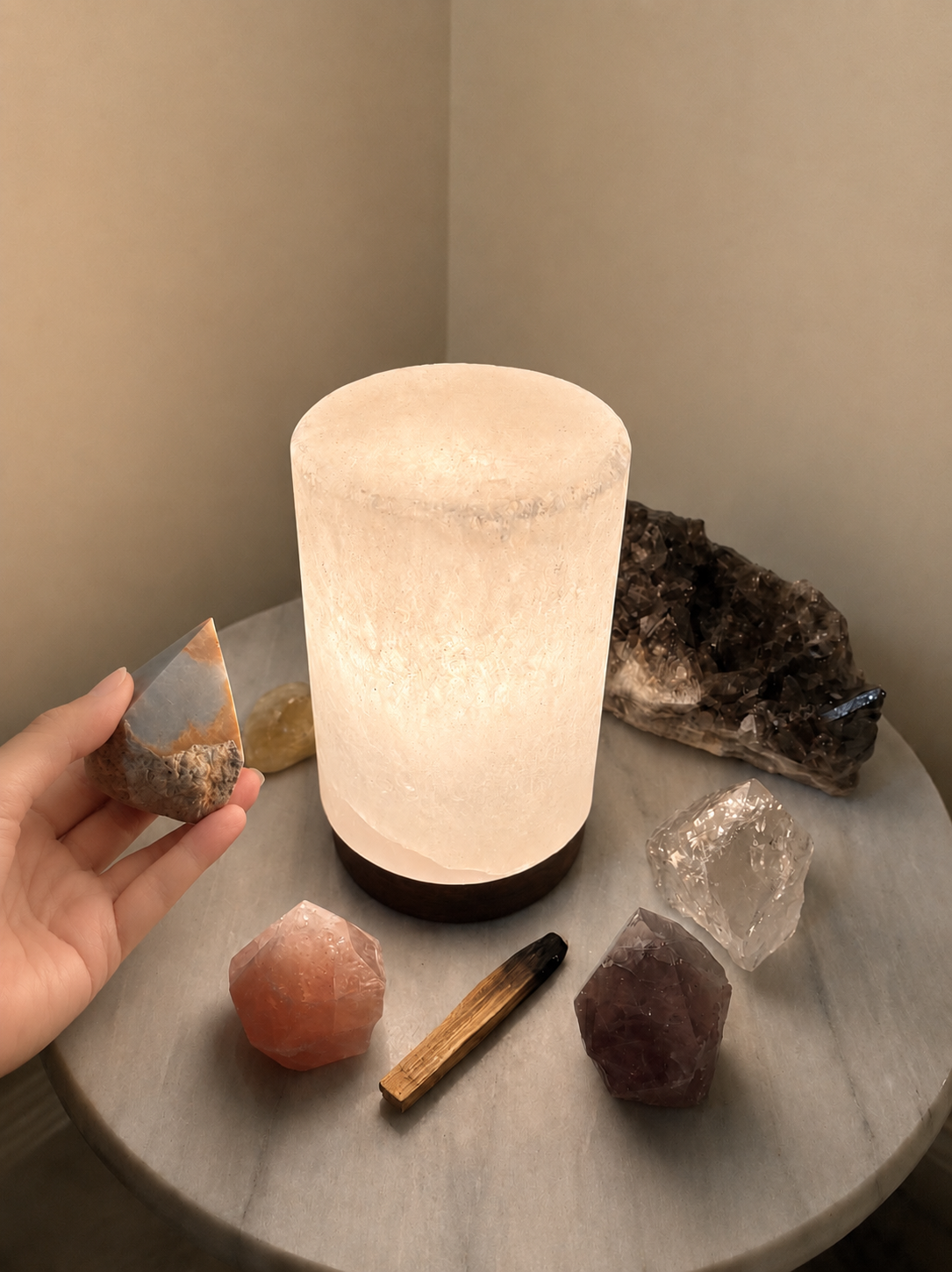 White Himalayan Salt Lamp Cylinder