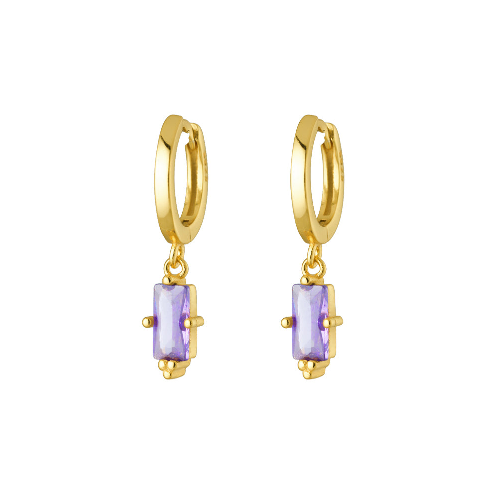 Purple Charm Hoops