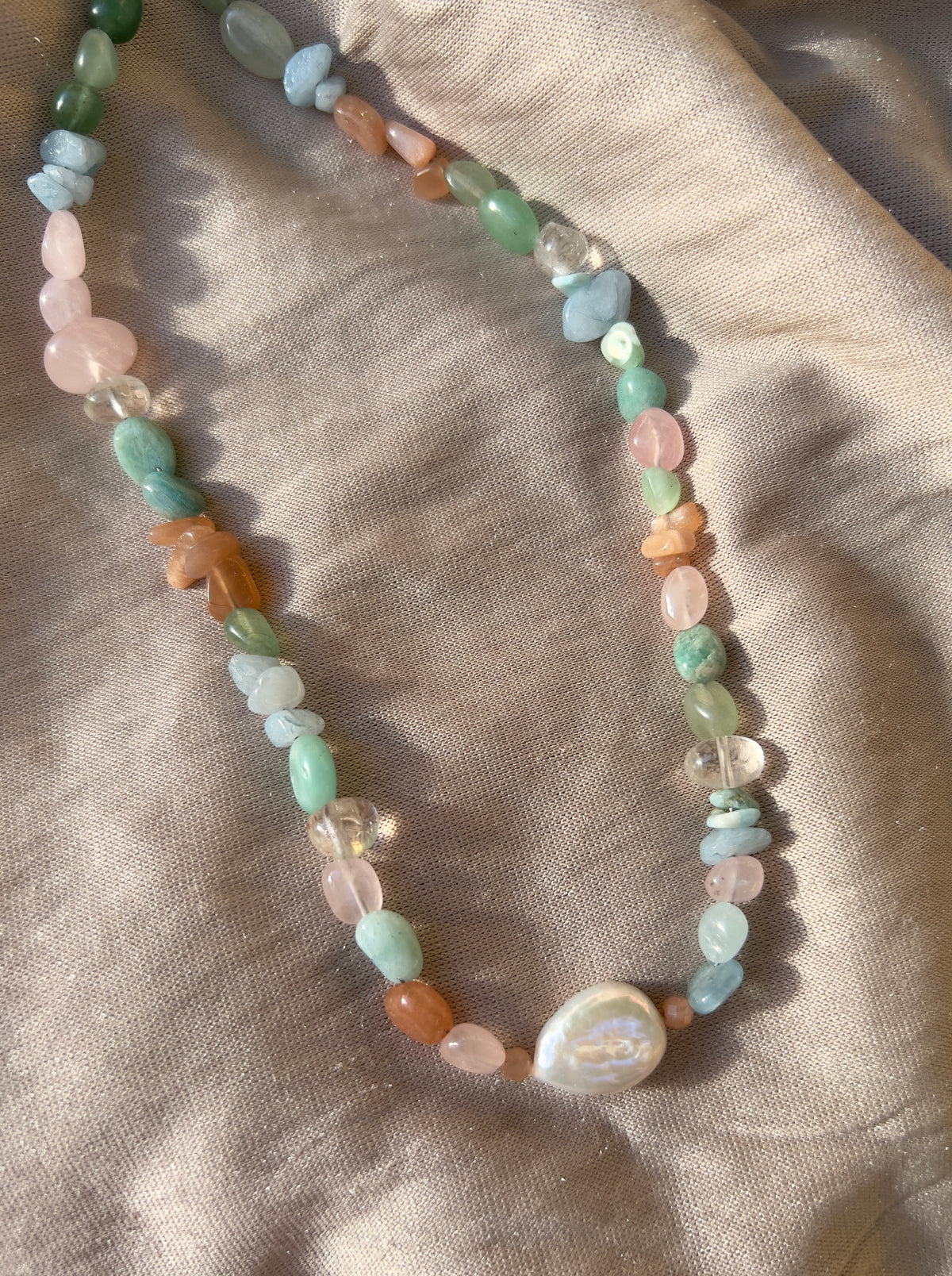 ‘Horizons’ Mixed Crystal & Large Pearl Necklace | Limited Edition