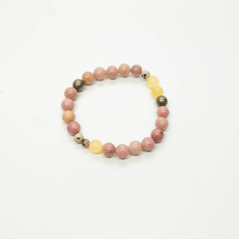 Rhodonite, Pyrite + Yellow Jade | Children’s Bracelet