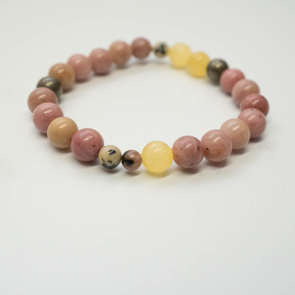 rhodonite, pyrite and yellowjade childrens bracelet