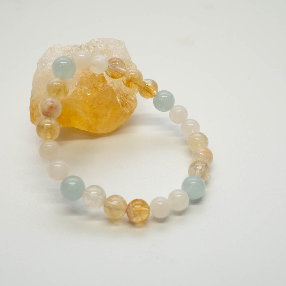 childrens bracelet in citrine, moonstone and aquamarine