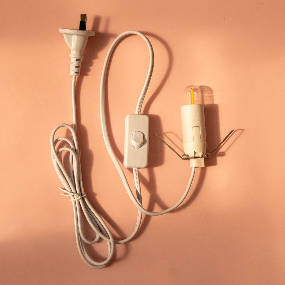 White Crystal Lamp Replacement Cord with LED bulb