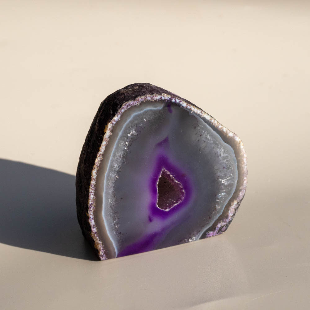 Purple Agate Geode with Druzy Cave