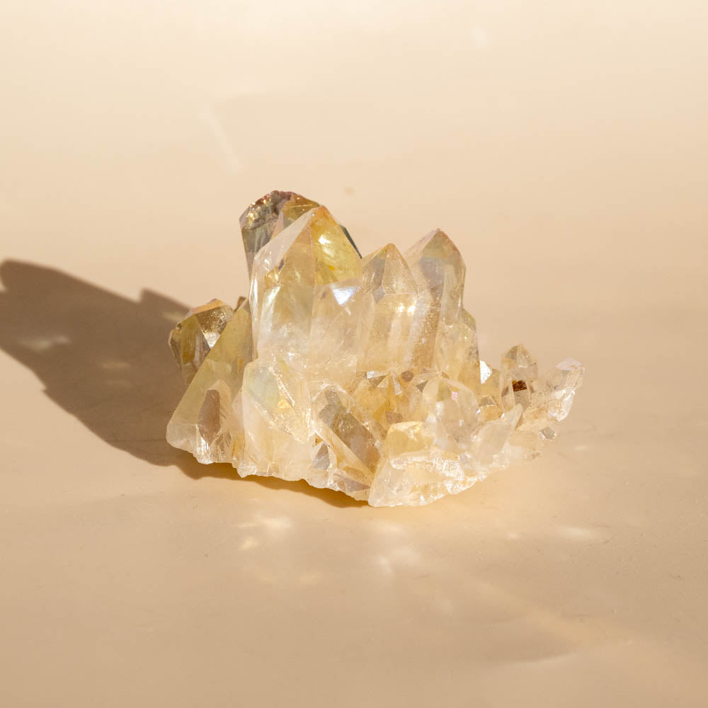 Angel Aura crystal on a beige background