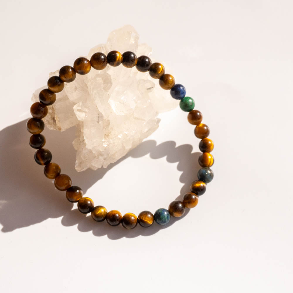 Tigers eye and chrysocolla protection beaded bracelet 