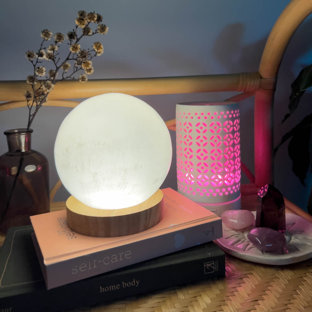 Selenite Crystal Ball Lamp