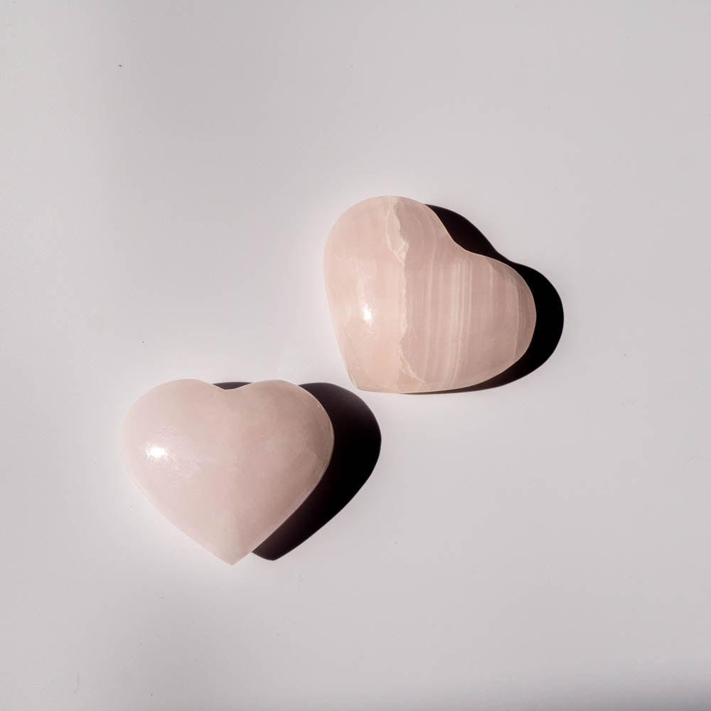 pink mangano calcite heart shape