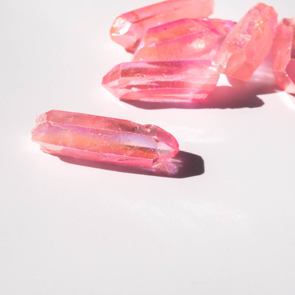 pink aura crystal point