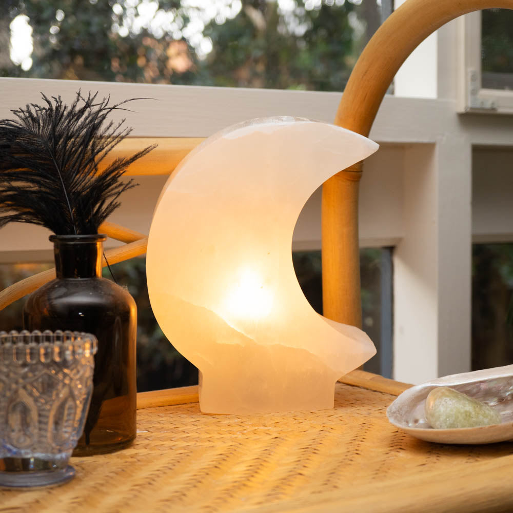 Selenite Moon Lamp