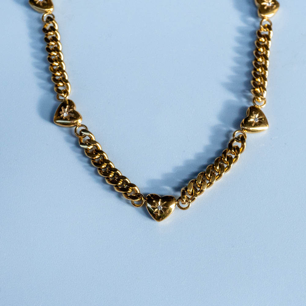 heart chain thick necklace