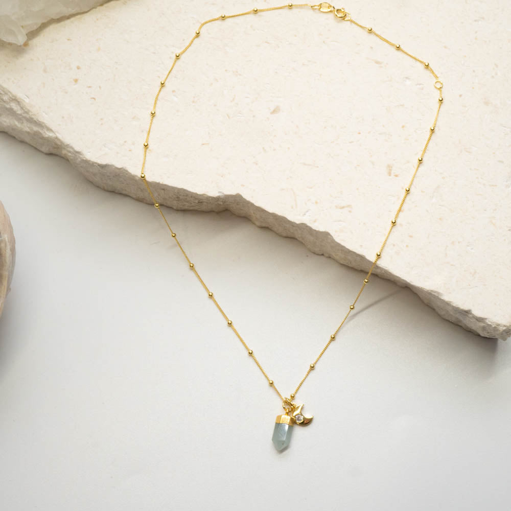 Aquamarine moon necklace
