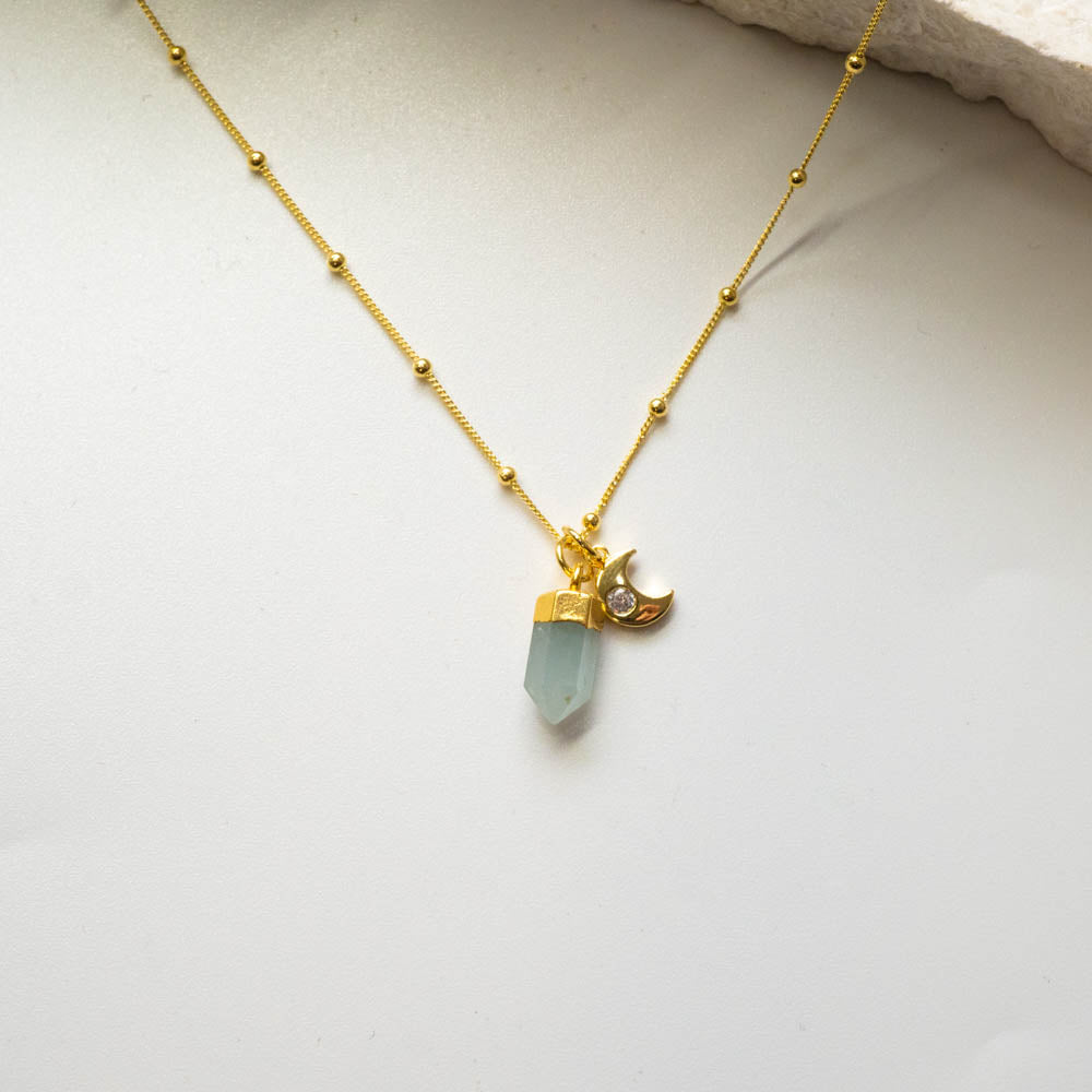 aquamarine moon necklace
