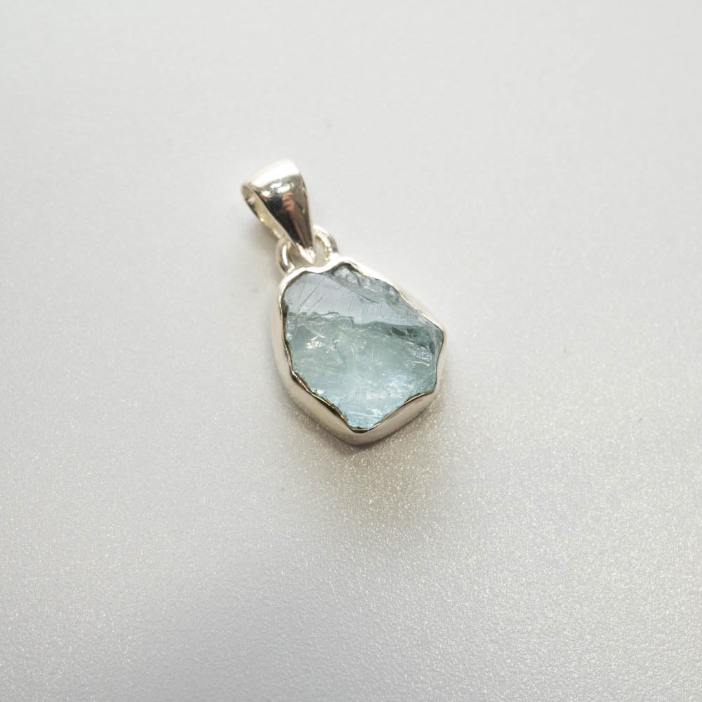aquamarine large silver pendant