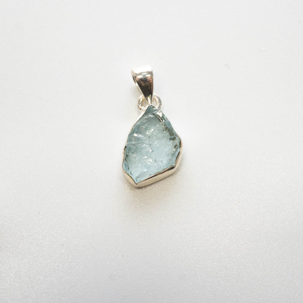 aquamarine large silver pendant