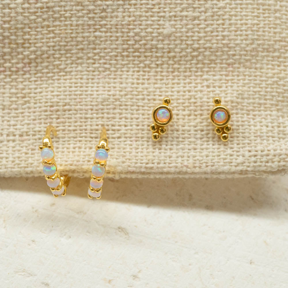 opal studs and hoops