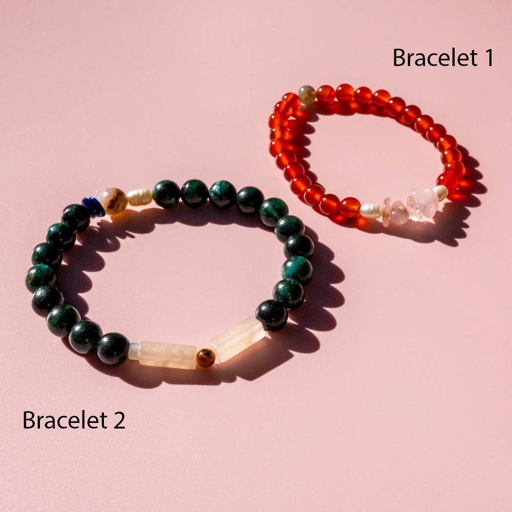 Couples Bracelet | Carnelian + Emerald