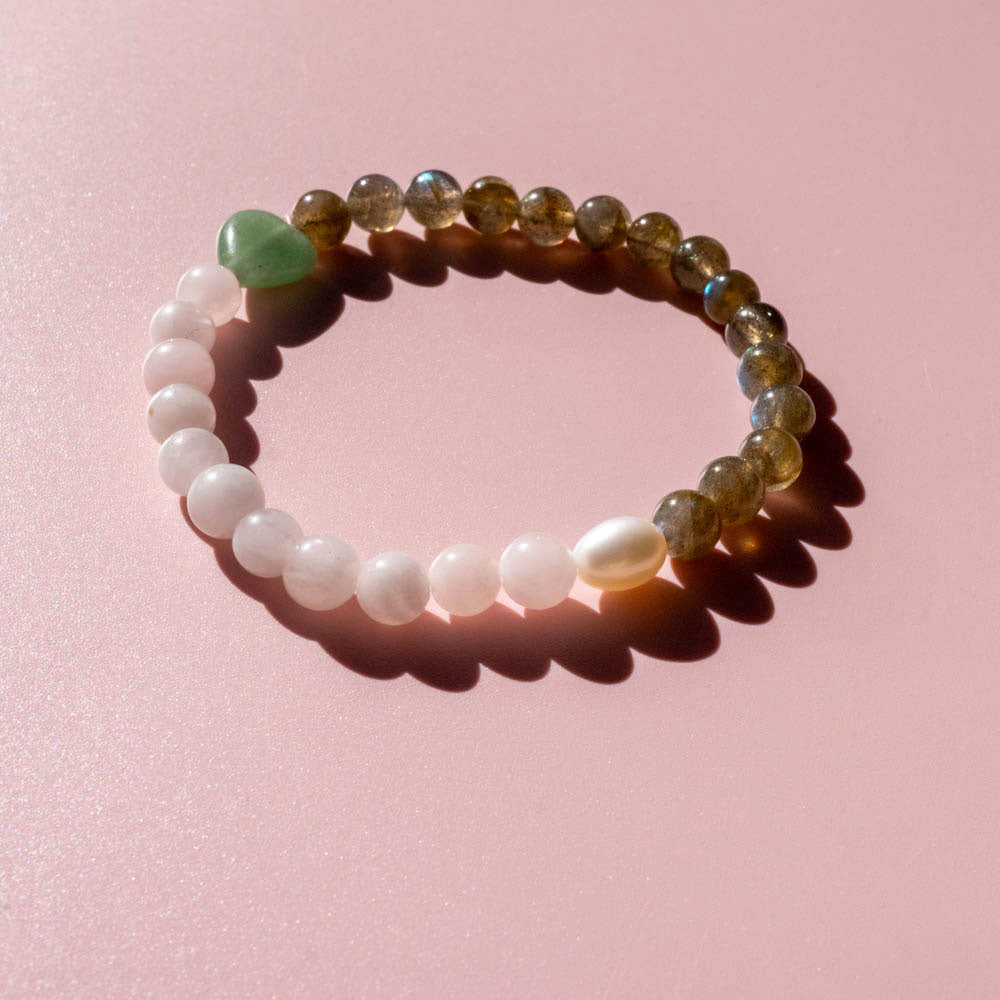 Rose Quartz and Labradorite beaded bracelet