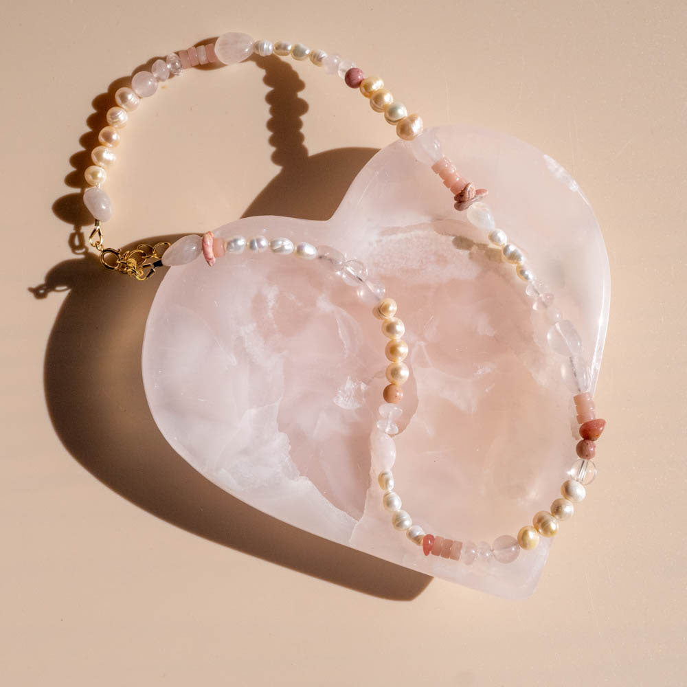 desert rose pink opal necklace