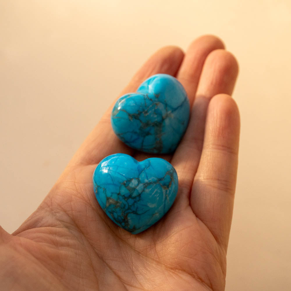 Blue Howlite Heart 3cm | Polished Blue Crystal for Calm & Communication ...