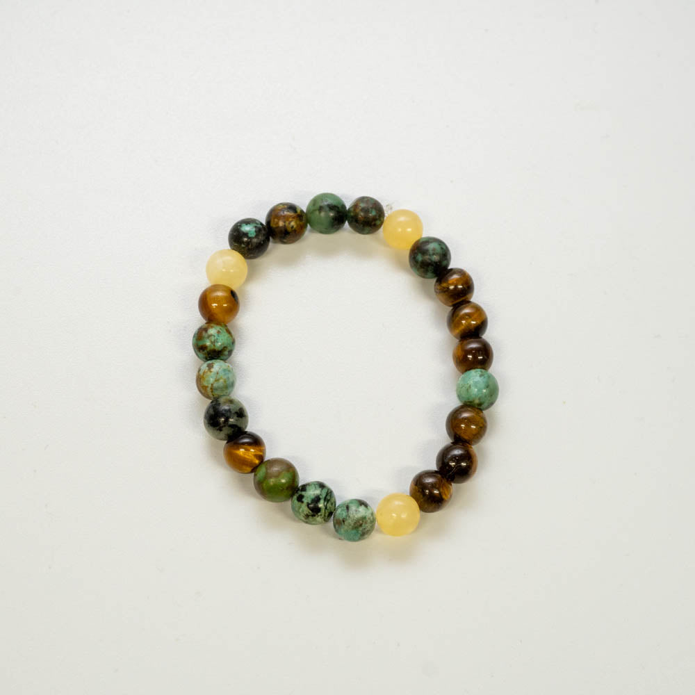 childrens turquoise, tigers eye and yellow jade bracelet