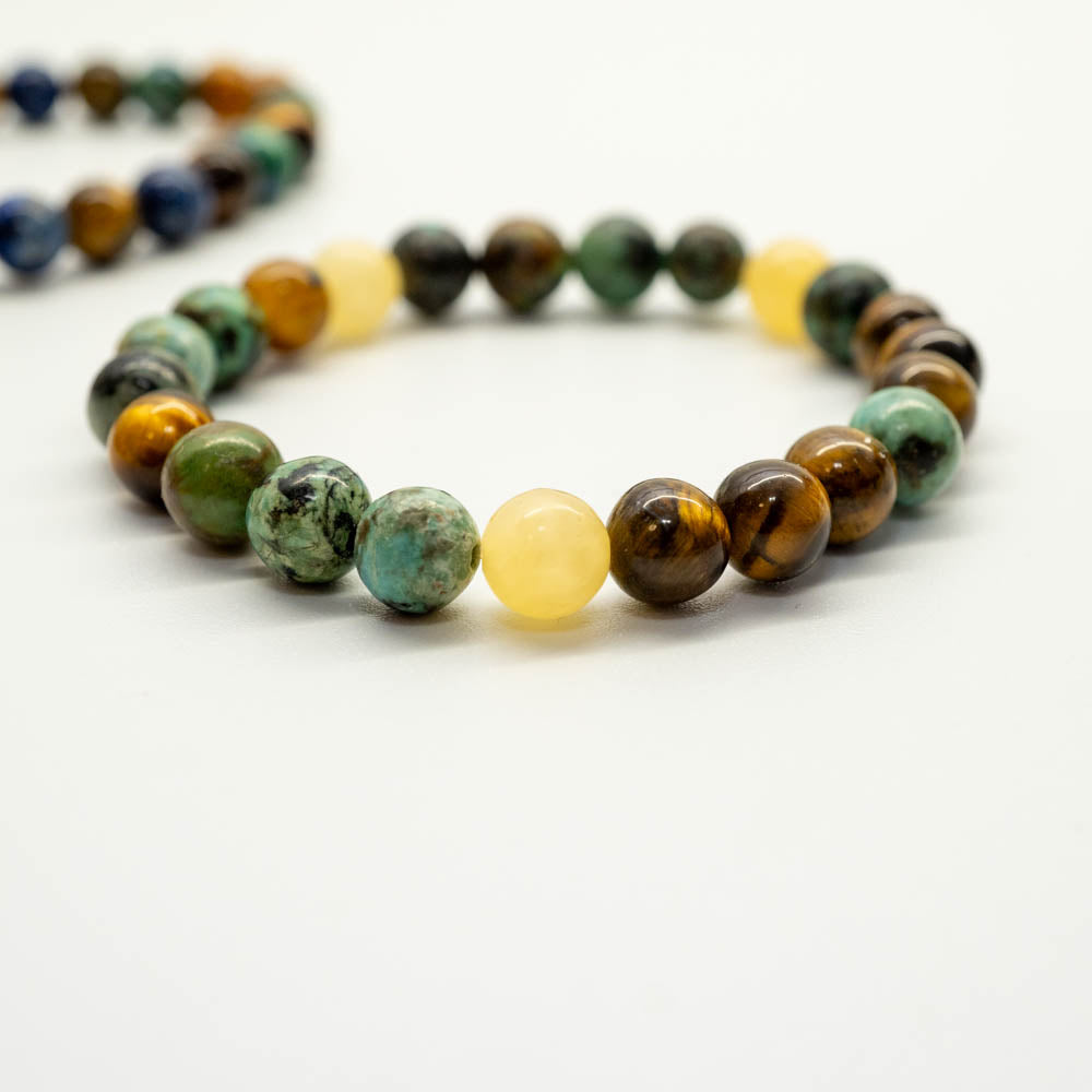 childrens turquoise, tigers eye and yellow jade bracelet