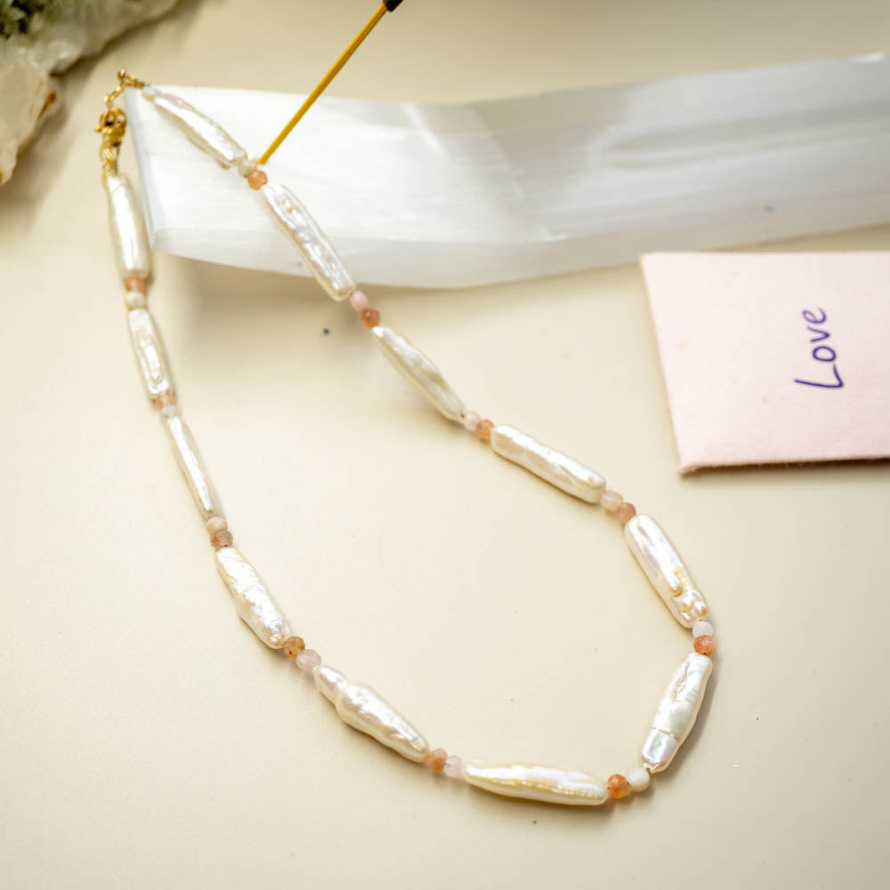 pearl and coral necklace