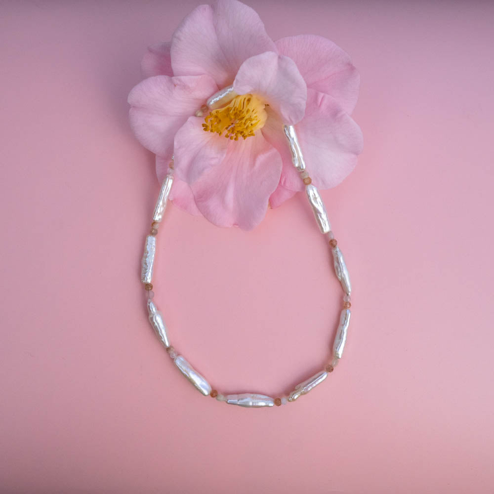 pearl and coral necklace