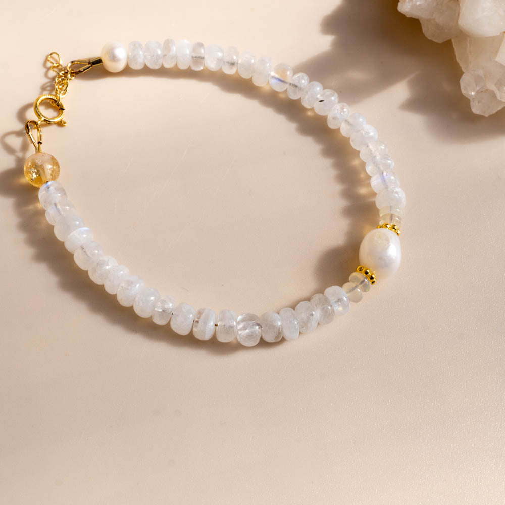 Moondance Moonstone and pearl bracelet