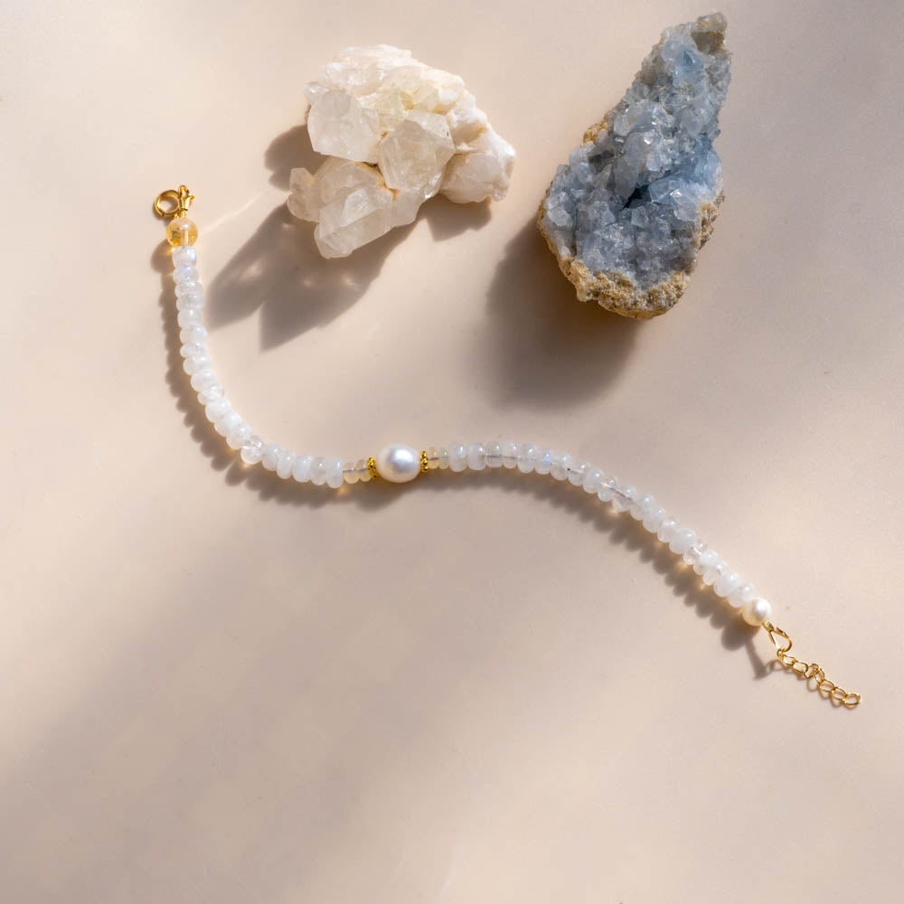 Moondance Moonstone and pearl bracelet