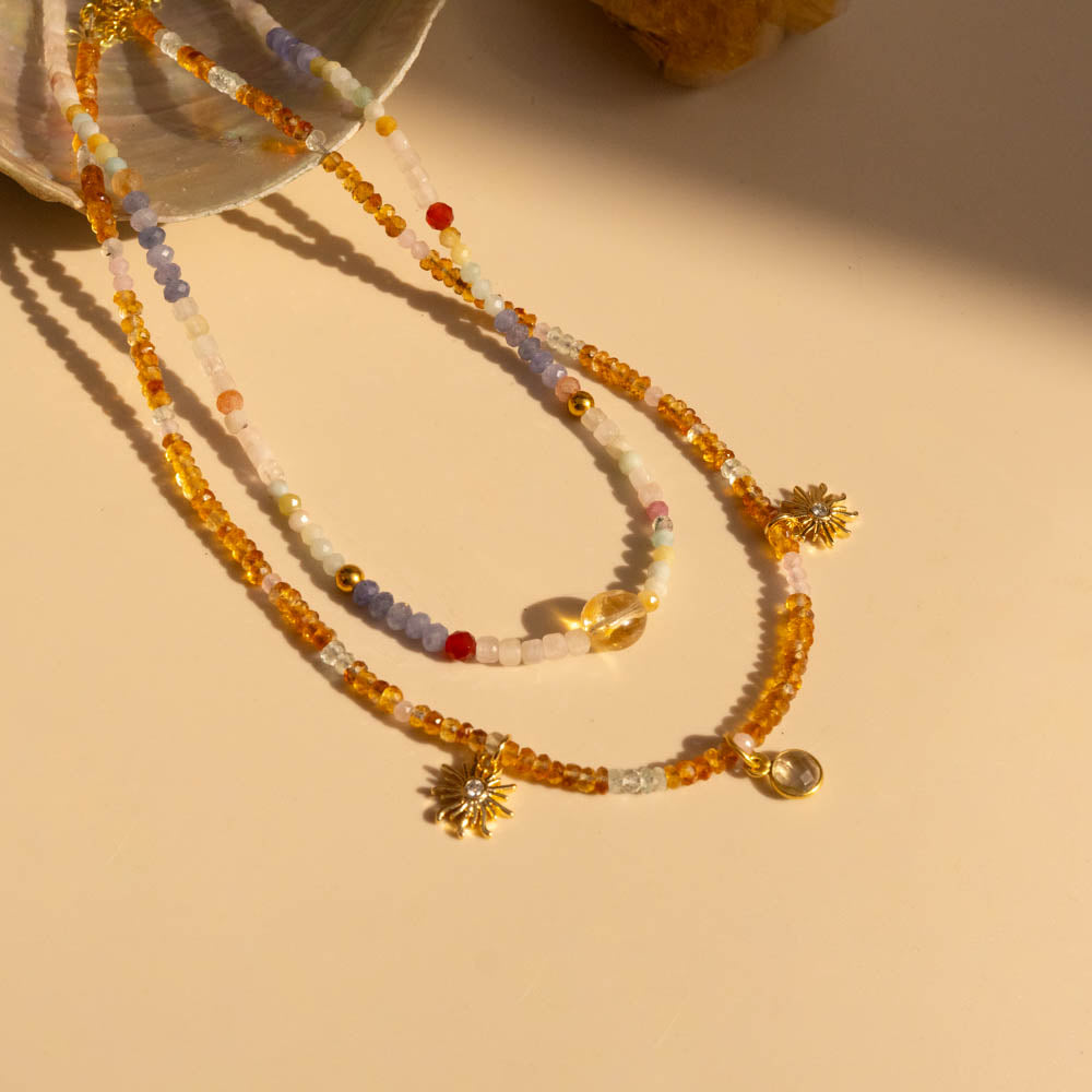 two citrine beaded necklaces
